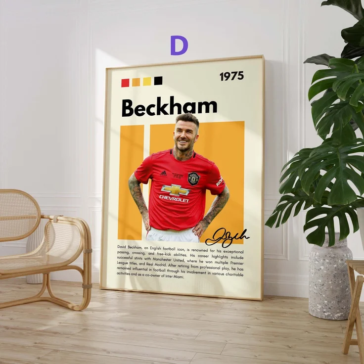 Fußball Legenden Poster · Ronaldo Benzema Neuer Beckham Ronaldinho Zidane · Sport Wanddeko · Dekoprint ohne Rahmen - D / 50 x 70 cm