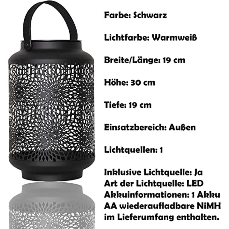 LED-Solar-Dekoration "Mandala", Laterne, schwarz – Bild 4