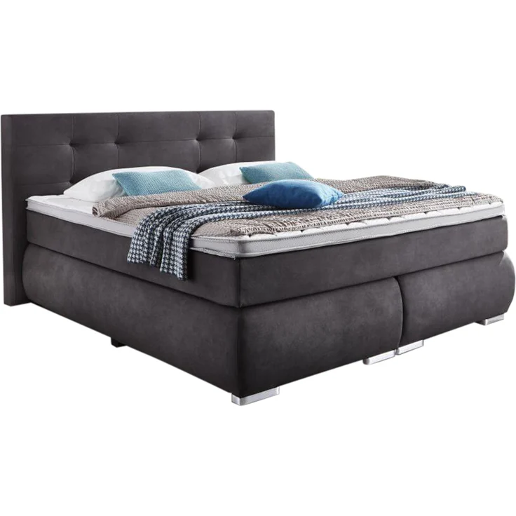 Sun Garden Boxspringbett Tofino 180 x 200 cm, erholsames Schlafsystem mit 7-Zonen-Tonnentaschenfederkern und Komfortschaum-Topper, pflegeleichter Stoffbezug