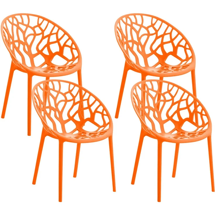 CLP 4er Set 'Hope' Gartenstuhl mit Armlehnen, stapelbar & wetterfest, recyceltem Polypropylen, Orange – Bild 1