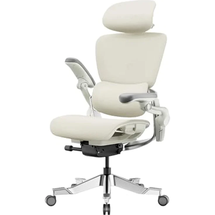 HINOMI H2 Pro Bürostuhl, ergonomisch mit Lordosenstütze, verstellbarer Kopfstütze & Armlehnen, 150kg belastbar, atmungsaktives Mesh, in Creme – Bild 1