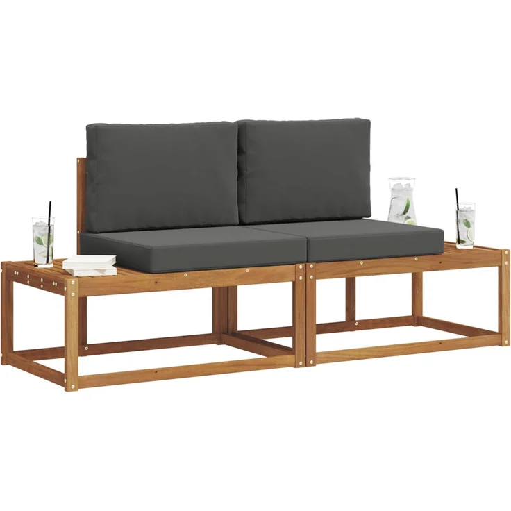 vidaXL Outdoor-Sofagarnitur 2 stk. 2-Sitzer Natur und Anthrazit 3366940 – Bild 3