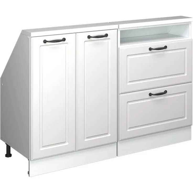Küchenschrank für Dachschrägen R-Line Weiß Landhaus 120 cm 2er Set Vicco – Bild 1
