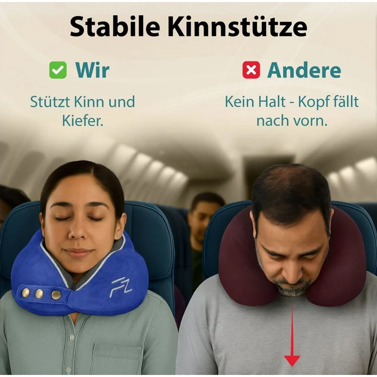 FLOWZOOM Nackenhörnchen COMFY Nackenkissen Flugzeug & Auto – Reisekissen Memory-Schaum, Nackenhörnchen für Erwachsene - Nackenkissen Reisen - verstellbar – Bild 3