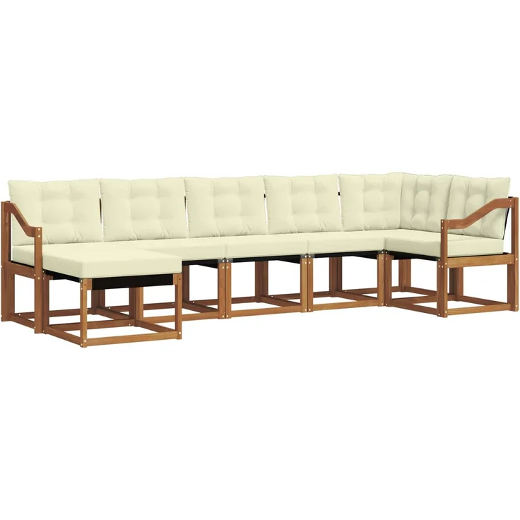 vidaXL Outdoor-Sofagarnitur 7 stk. 7-Sitzer Natur und Creme 3368889 – Bild 2