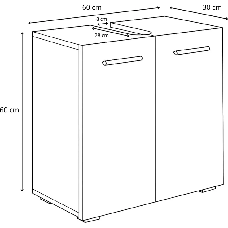 Badplaats Waschbeckenunterschrank Jupiter 60 x 30 cm Schwarz Matt - Stehender Badezimmerschrank mit 2 Türen und Montagematerial – Bild 6