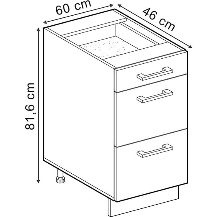 Vicco Küchenunterschrank R-Line, Schwarz Beton/Weiß, 60 cm AP Eiche – Bild 2