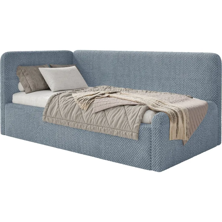 Selsey Fanko –Jugendbett 90x200 cm mit Kopfteil links, Plüsch, Blau