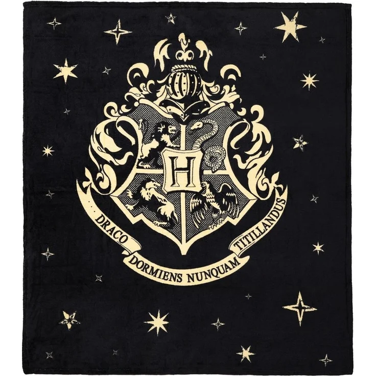 Wohndecke Kuscheldecke mit Hogwarts Wappen 130 x 150 cm, Harry Potter, Geschenk für Kinder zu Geburtstag und Weihnachten – Bild 1