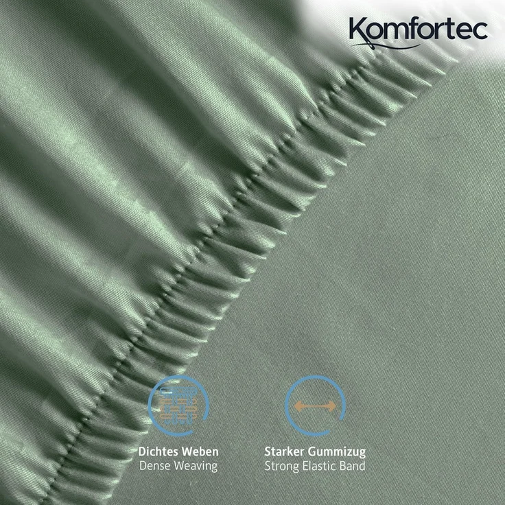 Komfortec Spannbettlaken Jersey 100% Baumwolle – 160x200 cm – 135g/m² – Weich, Atmungsaktiv & Hautfreundlich – Mit Rundumgummi – Oeko-Tex Zertifiziert – Für Boxspring, Topper & Matratzen – Grün – Bild 2