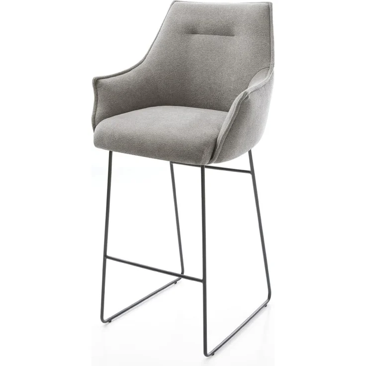 Barstuhl Alja-Flex Strukturstoff Soft Grau Kufengestell Metall Schwarz Taschenfederkern – Bild 3