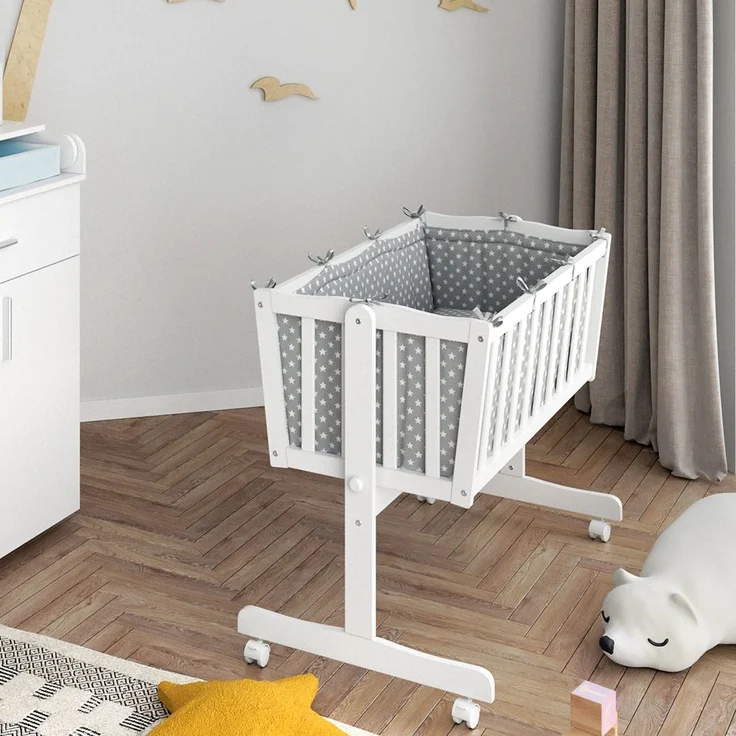 Babywiege Noah Weiß 40x90 mit Rollen Vitalispa – Bild 2