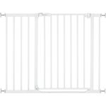 Hauck Treppenschutzgitter Türschutzgitter Clear Step 2 inkl. 21 cm Verlängerung für Breiten 96-101 cm, Ultra Flache Schwelle, ohne Bohren, Einhändiges Beidseitiges Öffnen, Metall (White)