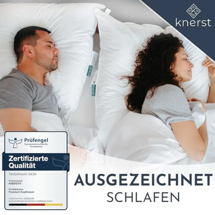 KNERST Kopfkissen Kopfkissen Nano Cloud Fill 100% Polyester, Füllung: NanoCloudFill Technologie – 100% Polyester, ergonomisches Schlafkissen ideal für jede Schlafposition, Kissen mit eleganter, weißer Biese – Bild 8