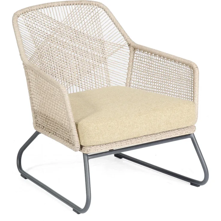 Sonnenpartner Loungesessel Couture Aluminium mit Polyrope white-shell Relaxsessel Garten-Sessel