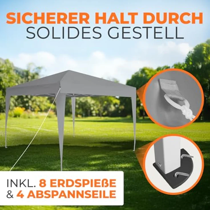 Kronenburg Faltpavillon wasserdicht Dachmaß 3x3 m UV Schutz 50+ Pavillon in Grau – Bild 6