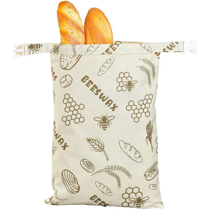 Agger Brottasche Bienenwachs Brotbeutel, Wiederverwendbare Brotbeutel Leinen 43×33 cm