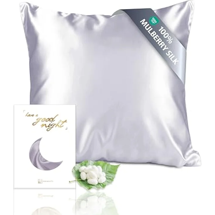 townssilk Beidseitig 100% 19mm Pure Maulbeerseide Kissenbezug, 40x40cm, 600 Fadenzahl, hypoallergen, lilacpurple mit verstecktem Reißverschluss für Haar- und Hautgesundheit – Bild 1