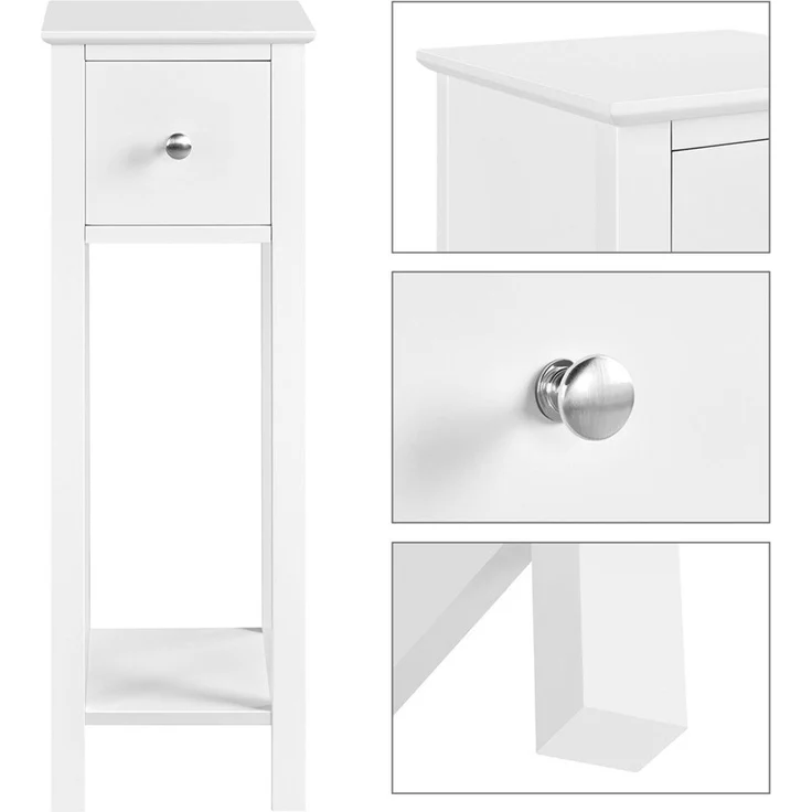 Yaheetech 2er-Set Nachttisch mit Schublade, Holz weiß, 70x25x25 cm – Bild 5