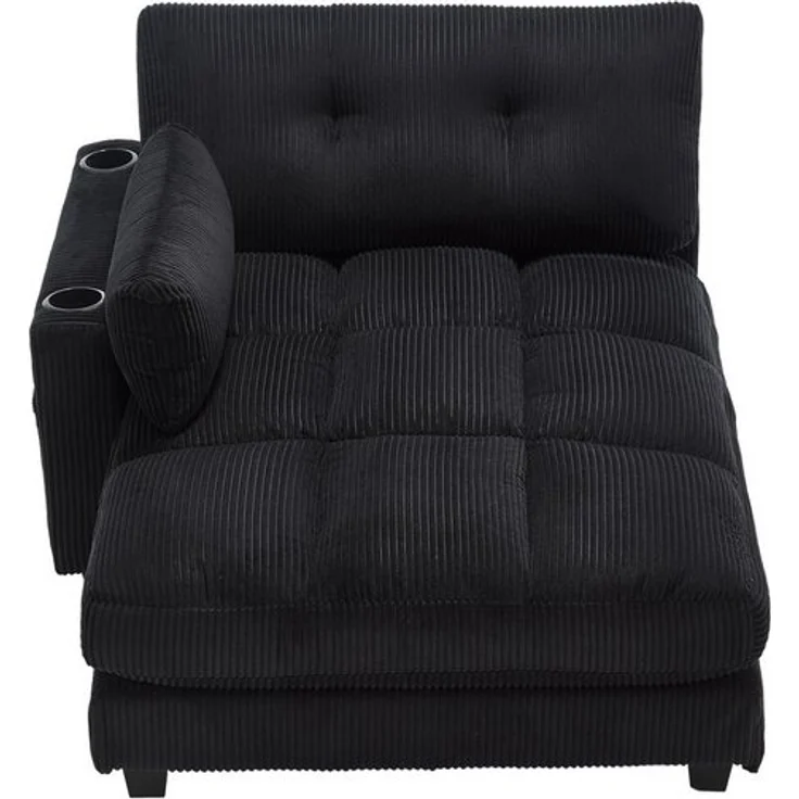 LVHOM Polsterliege Ottomane/Loungesofa/Polsterbett/Daybett/Gästebetten/Schlafsofa (USB/Typ C-Ladeanschlüssen, Seitentaschen, Getränkehalter, modularer Flexibilität Palmen Sessel, links & rechts tauschbare Armlehnen, Schlaffunktion, Platzsparend, 1-St, ... – Bild 4