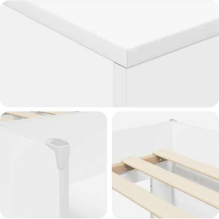 vidaXL Loft Bettgestell mit Schrank mit Tür 3 stk. Weiß Holzwerkstoff 3423374 – Bild 6