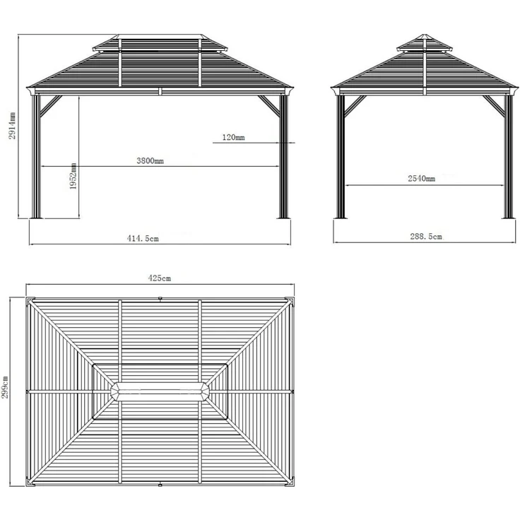Sojag 'Mykonos' Pavillon 1014 inkl. Moskitonetz, Aluminium, basaltgrau, 299 x 425 x 291 cm – Bild 5