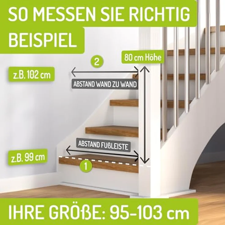 BOMI Türschutzgitter Miko PEFC geprüftes Buchenholz 63-161 | Ohne Bohren | 90° Stop |Tuerschutzgitter XXL Durchgang | Treppengitter zum Klemmen für Baby – Bild 4