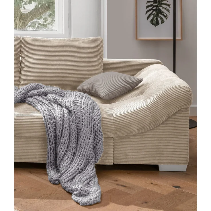 Ecksofa modern Schlafsofa Eckcouch Polsterecke L-Form Ottomane links Cord Beige – Bild 4
