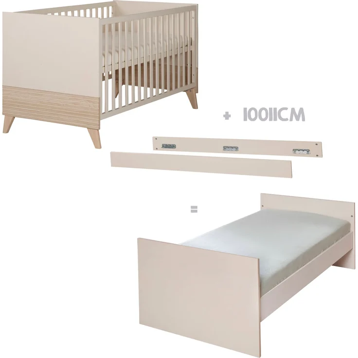 roba Kombi-Kinderbett 'Sidney' 70 x 140 cm - 3-fach höhenverstellbar - 3 Schlupfsprossen - Cashmere – Bild 2
