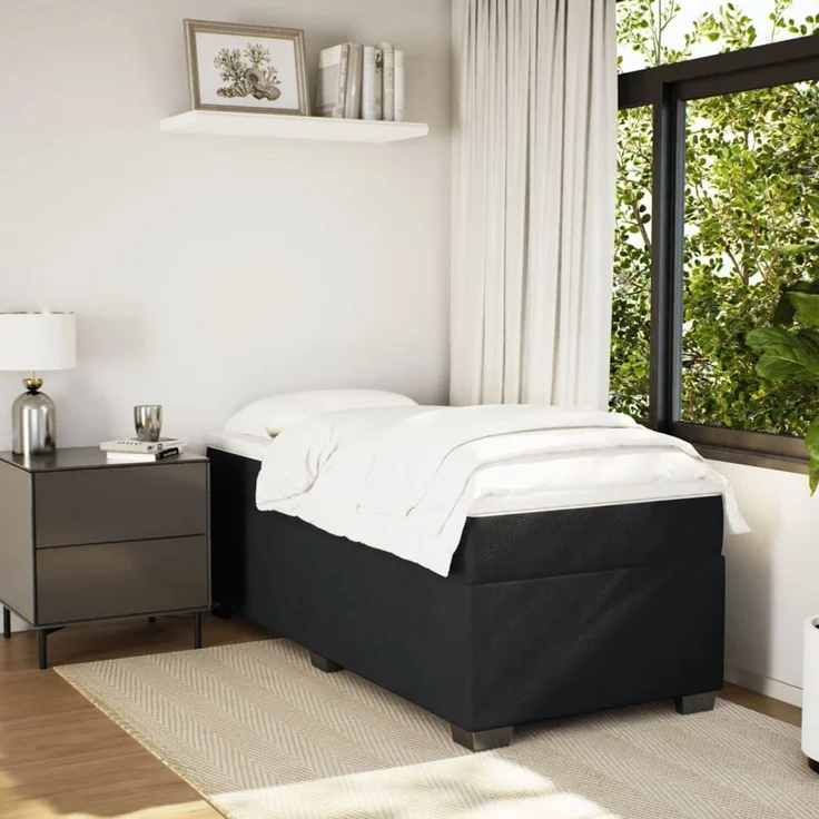 vidaXL Boxspringbett mit Matratze Schwarz 80x200 cm Samt 3285247 – Bild 3