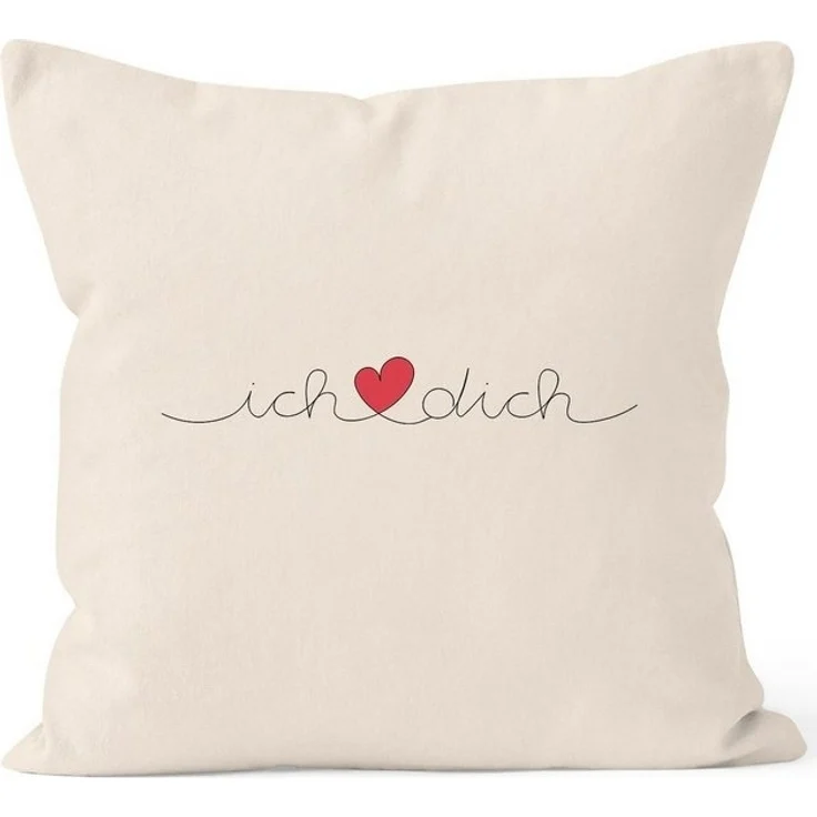 MoonWorks Dekokissen Kissen-Bezug Ich Liebe Dich Valentinstag Geschenk Schriftzug Kissen-Hülle Deko-Kissen Baumwolle MoonWorks® – Bild 3