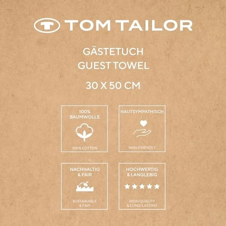 TOM TAILOR Duschtücher Tom Tailor Gästehandtuch Blau 30x50 cm Frottier 100% Baumwolle, 100% Baumwolle (Gästehandtuch), Hohe Saugfähigkeit, schnelle Trocknung, Frottier-Qualität – Bild 5