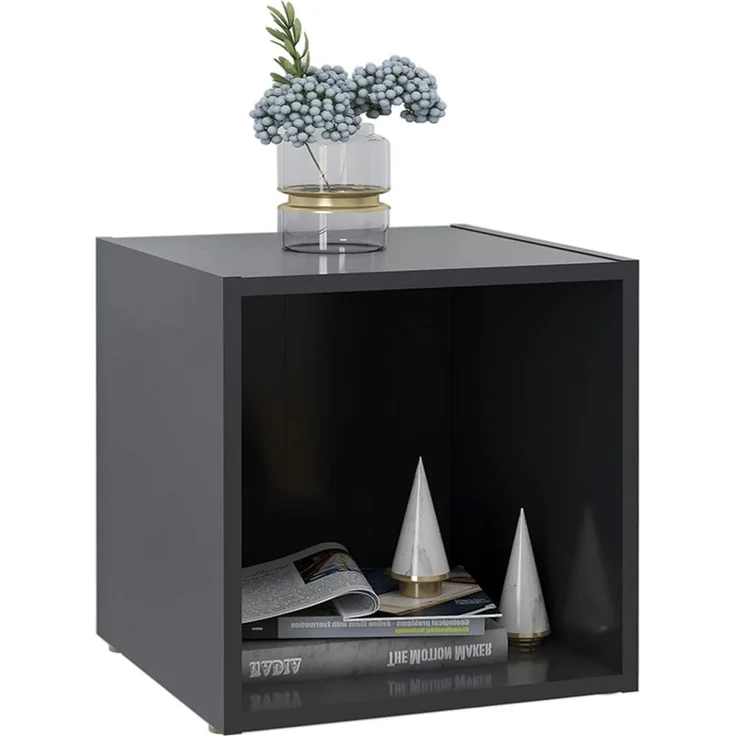 2 pcs TV-Schrank, Lowboard Grau 37 x 35 x 37 cm Holzwerkstoff – Bild 6
