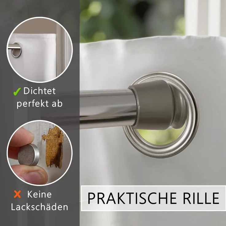 tinycurtains Türvorhang mit Stange silber 70-120 cm Thermo Vorhang ohne Bohren, blickdicht, Ösen, abdunkelnd, Polyester, weiß Purity, Türgardine mit Klemmstange Raumtrenner verdunkelnd – Bild 6