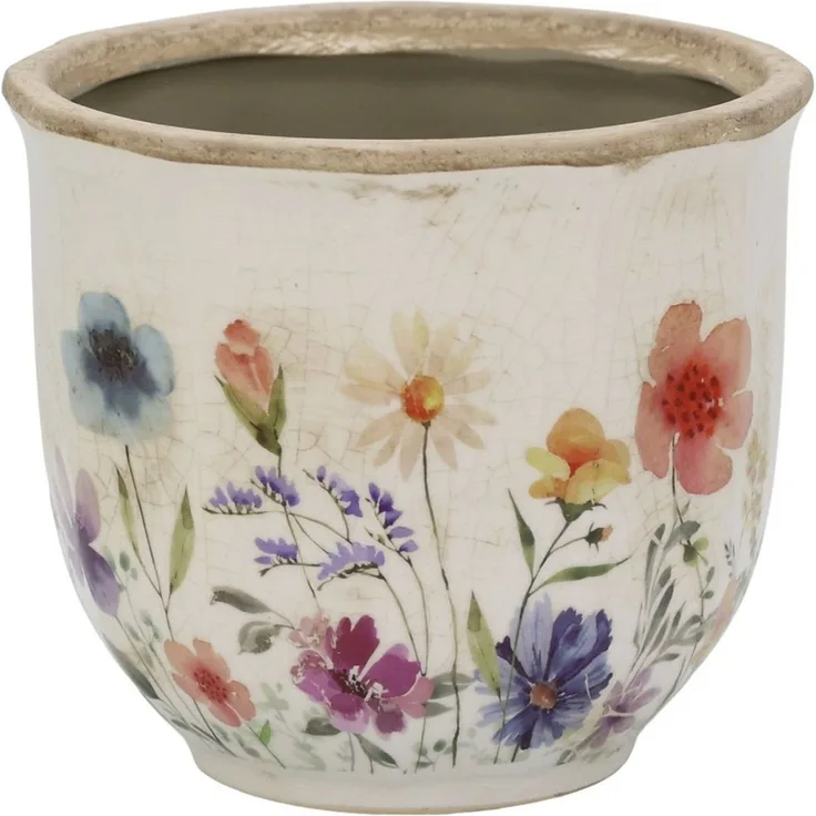 Chic Antique - Blumentopf Übertopf Blumenübertopf Keramik Blumenmotiv 65107619