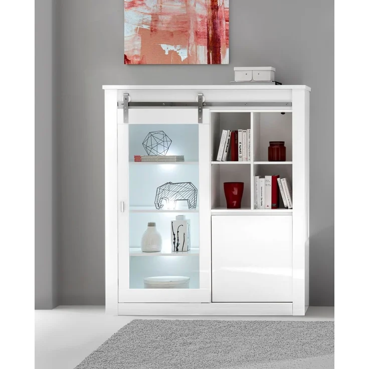 Vitrine Miami in weiß Hochglanz 133 x 153 cm – Bild 6