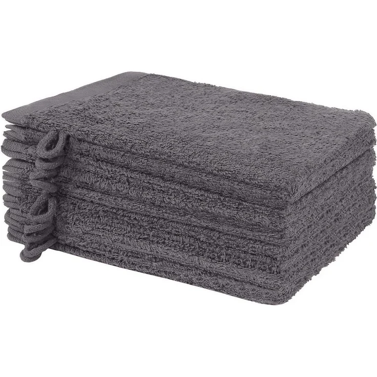 NatureMark Waschhandschuh 10er-Set Frottier Waschhandschuhe, 100% Baumwolle (10-St), Premium Frottier Waschhandschuhe, 15x21cm, Anthrazit grau – Bild 1
