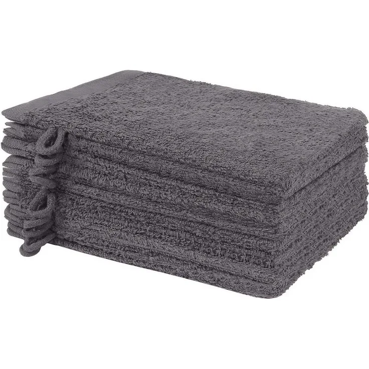 NatureMark Waschhandschuh 10er-Set Frottier Waschhandschuhe, 100% Baumwolle (10-St), Premium Frottier Waschhandschuhe, 15x21cm, Anthrazit grau