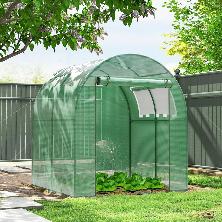 Outsunny Folientunnel, Stahl, Kunststoff, Grün, 180L x 180B x 200H cm – Bild 2
