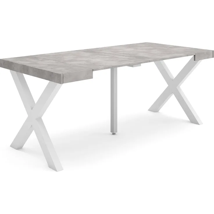 Skraut Home | Ausziehbarertisch | Multifunktionaler ausziehbarer | 180 | Für 8 Gäste | Massivholz Beine | Moderner Stil | Zement