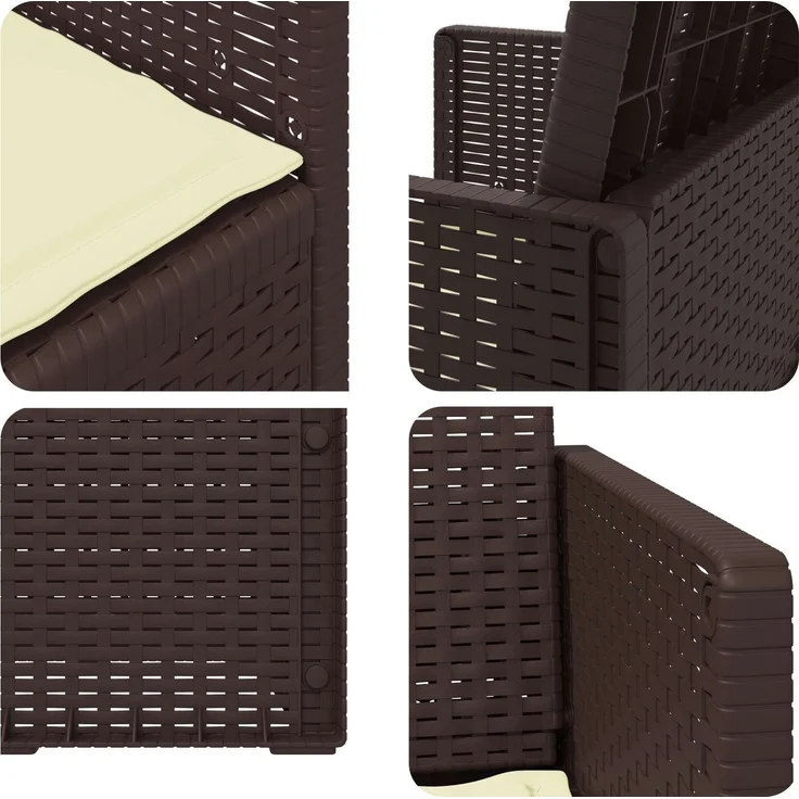 vidaXL Garten Esszimmerstühle 2 stk. Braun und Creme PP 899989 – Bild 8