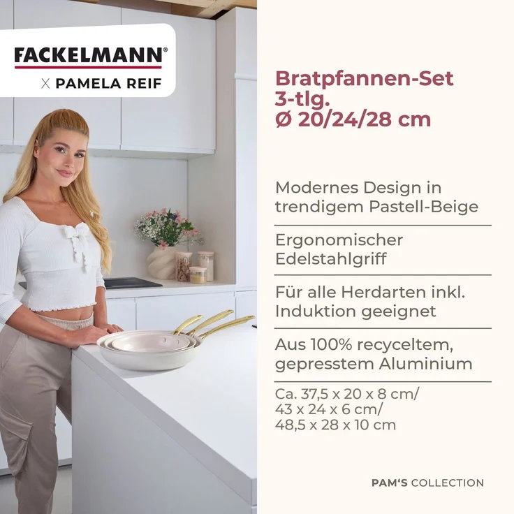FACKELMANN Bratpfanne Set, Kochgeschirr, Aluminium-Pfannen, Keramikbeschichtung – Bild 2