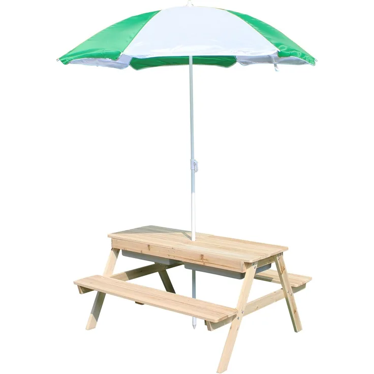 Coemo Kinder-Sitzgruppe Edi Garnitur mit Wasserbecken Sonnenschirm Garten
