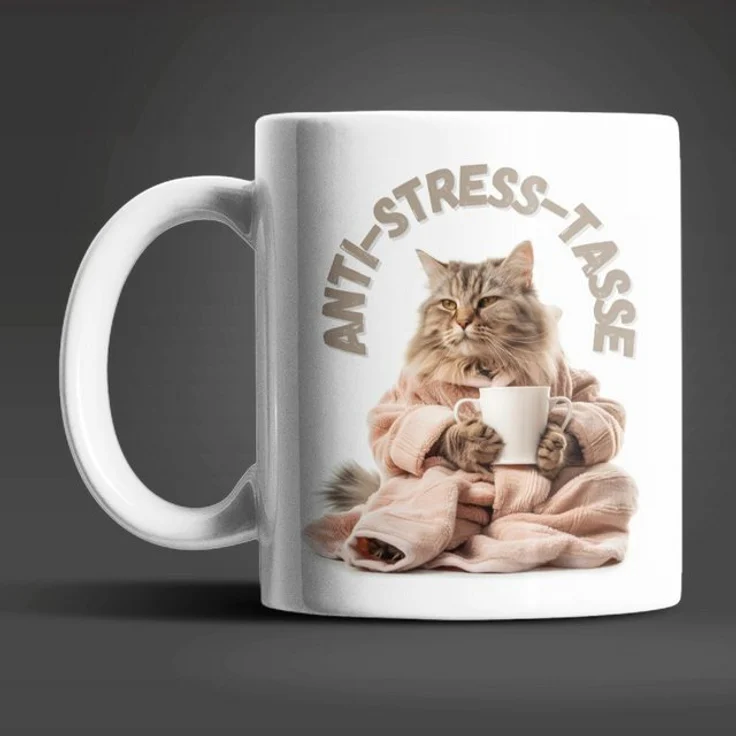 WS-Trend Tasse Katze Anti Stress Keramik Kaffeetasse Teetasse Geschenke, Keramik – Bild 2