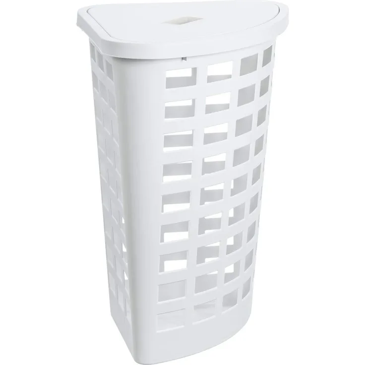 plast team Wäschesammler BOSTON, 54 Liter, eckig, weiß Material: PPC, Maße: (B)426 x (T)426 x (H)630 mm, mit - 1 Stück (60170808)