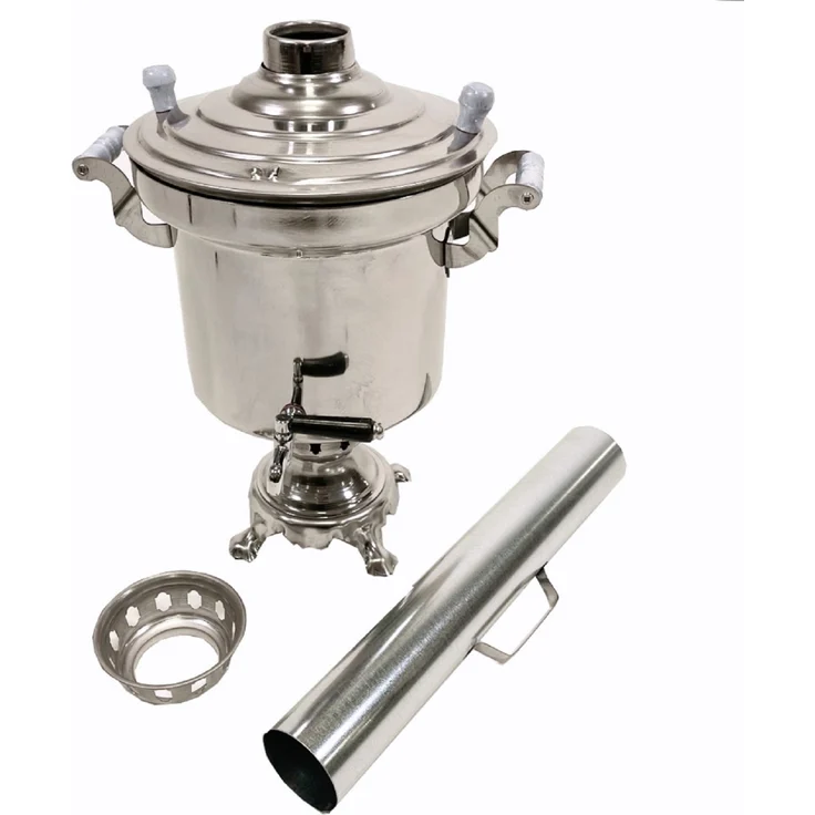 Grillpeter Holzkohle Samowar Edelstahl 5L mit Rauchrohr Teemaschine – Bild 1