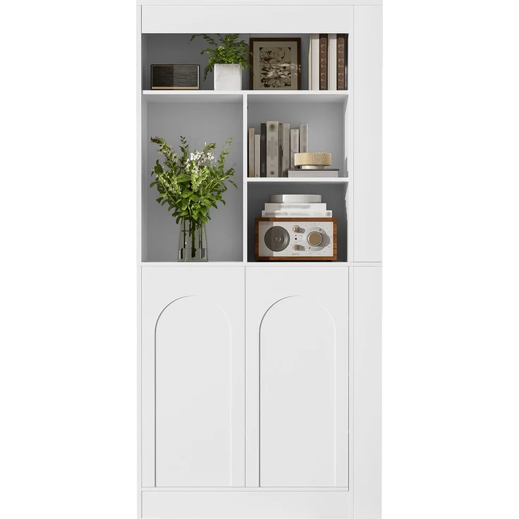 ZUBALIYA Regalschrank (85 x 35 x 180 cm), 2 Türen, Verstellbare Einlegeböden, Stauraum für Wohnzimmer, Arbeitszimmer und Flur, Weiß – Bild 11