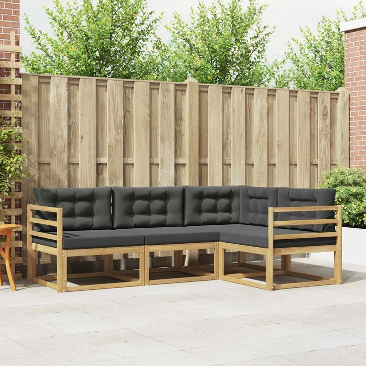 vidaXL Outdoor-Sofagarnitur 4 stk. Weiß und Anthrazit 3386361 – Bild 1