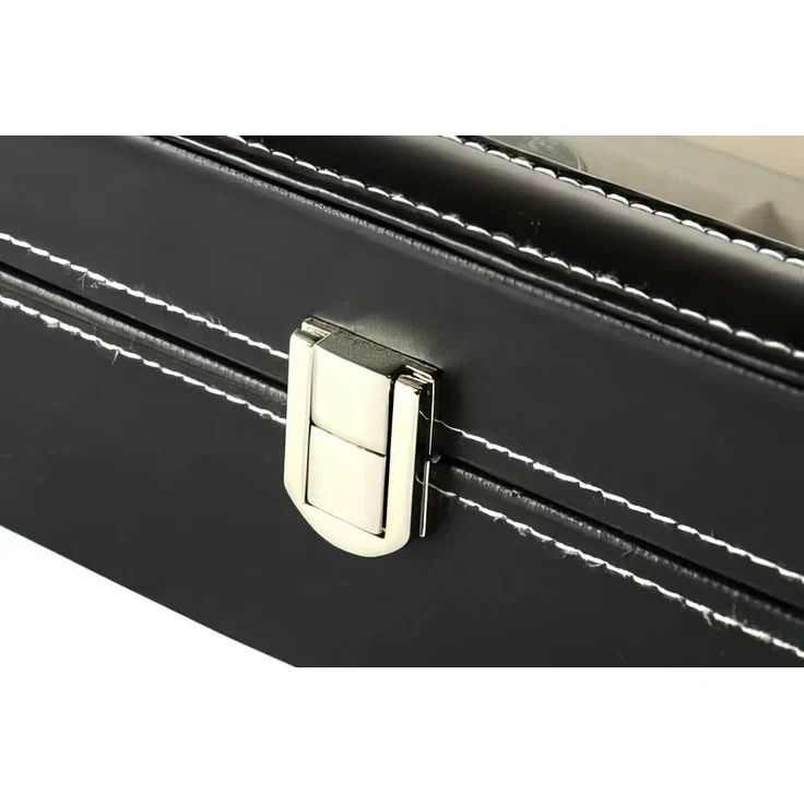 Sinoba Uhrenbox Uhrenkoffer Uhrenbox für Uhrensammlung in Leder-Optik Echtglas-Fenster – Bild 5