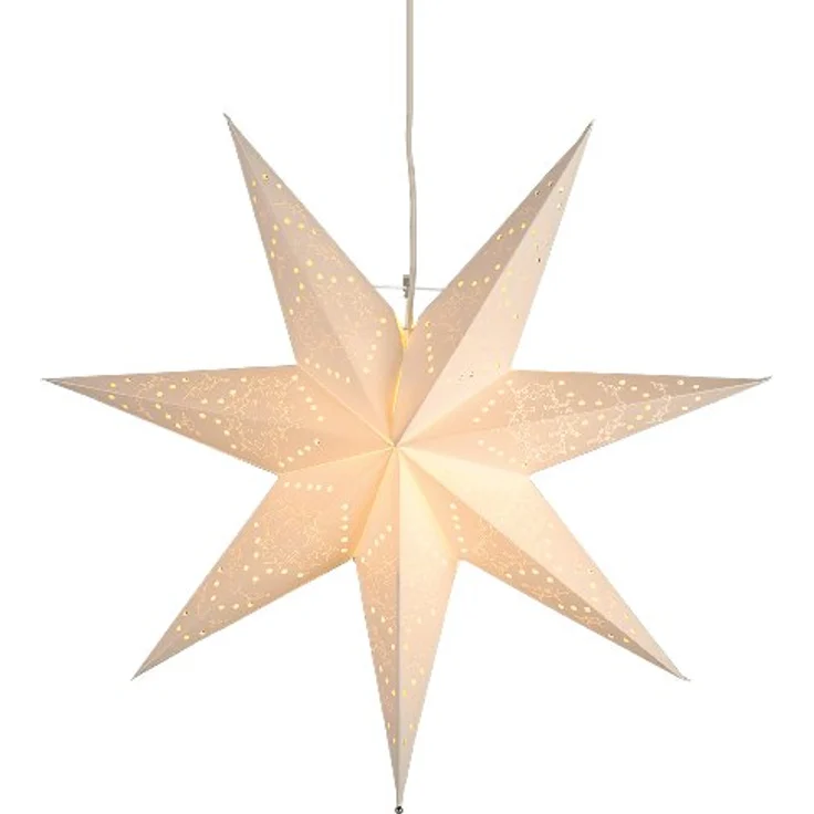 EGLO Weihnachtsstern für innen, Dekostern beleuchtet aus Papier zum Aufhängen, Fenster-Leuchtstern in Weiß, 3D Adventsstern mit Kabel, E14 – Bild 3